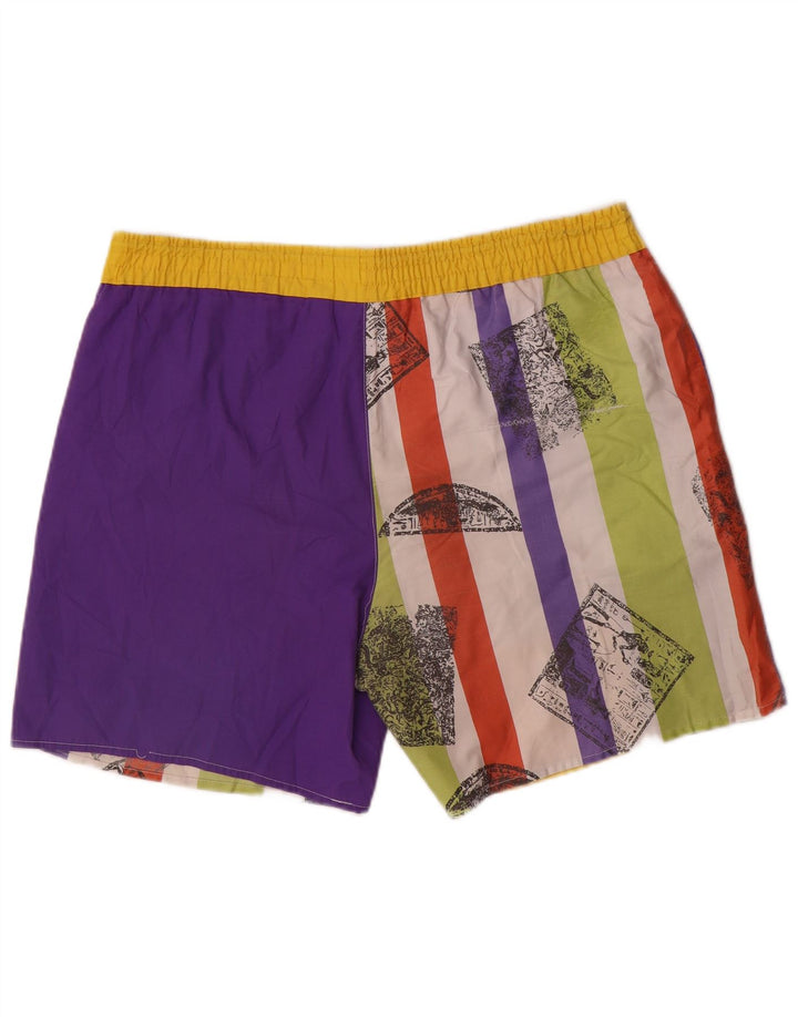Short de bain graphique vintage pour hommes XL Polyester colour block multicolore