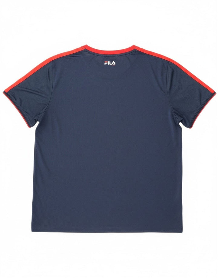 Fila T-Shirt Homme Top 2XL Bleu Marine Colorblock Polyester