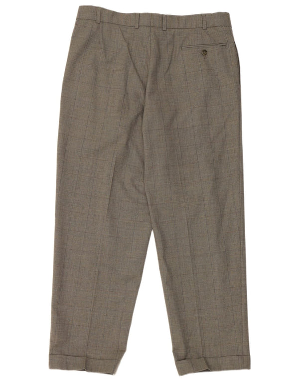 Marks & Spencer Pantalon de costume pour homme W36 L29 en laine à carreaux gris