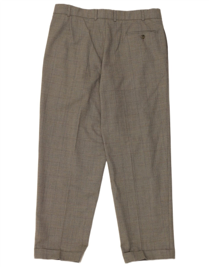 Marks & Spencer Pantalon de costume pour homme W36 L29 en laine à carreaux gris