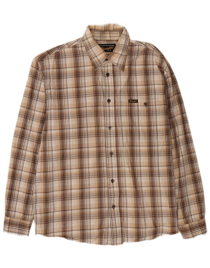 Wrangler Chemise Homme Grand Carreau Beige Coton