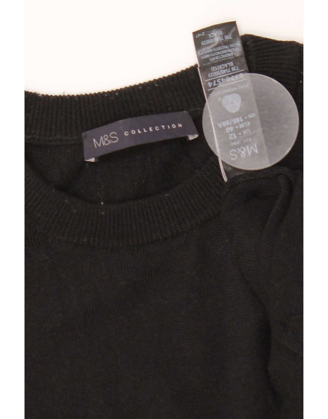 Marks & Spencer Robe pull pour femme UK 12 Laine mérinos noire moyenne