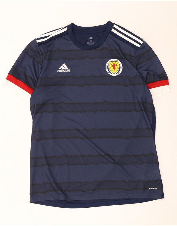 Adidas Homme Ferrari Graphic T-Shirt Top XL Bleu Marine Rayé Polyester