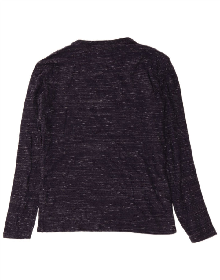 Superdry Haut à manches longues en coton moucheté bleu marine Small