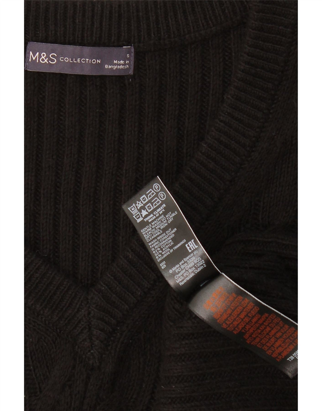 MARKS & SPENCER Débardeur surdimensionné pour femme UK 10 Petit coton noir