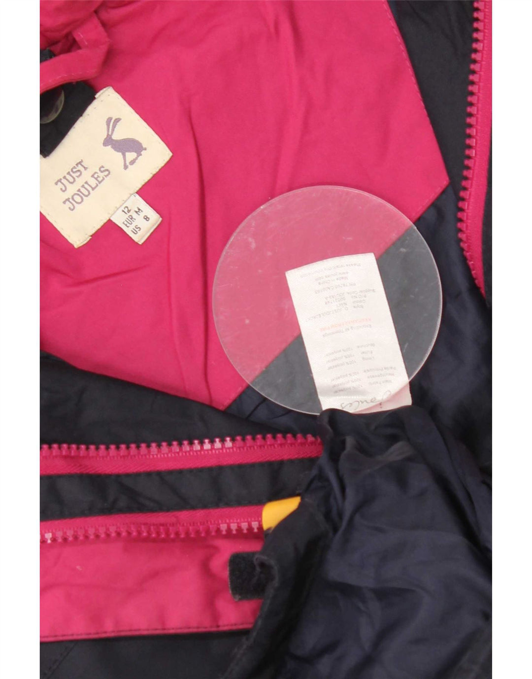Joules Veste de pluie à capuche pour femme UK 12 Medium Bleu marine Polyester