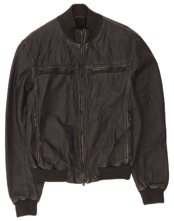 veste en cuir homme vintage IT 50 Grand cuir noir