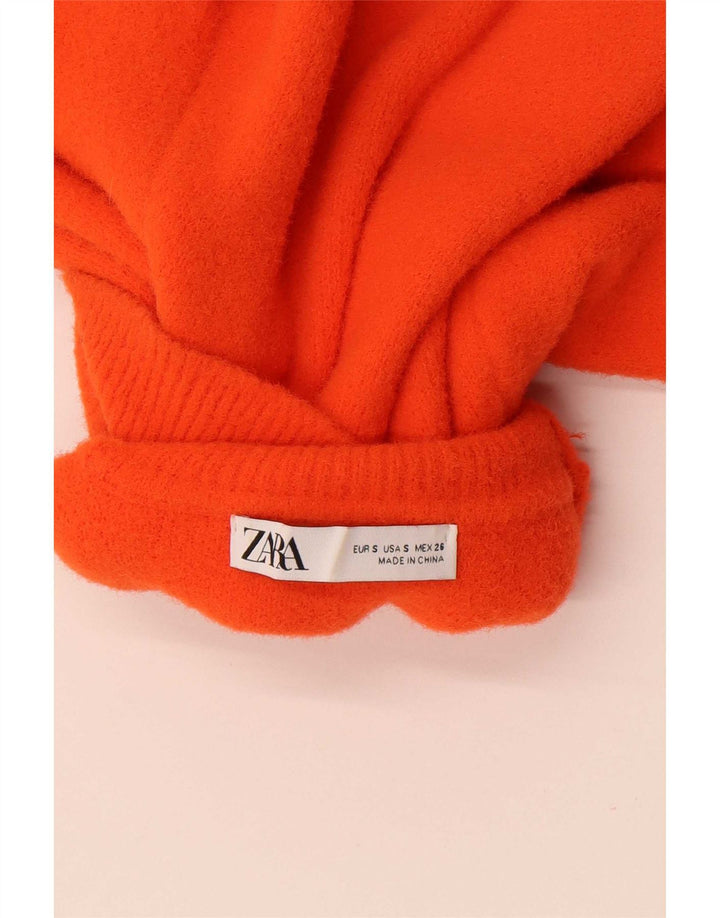 Zara Pull court à col roulé pour femme UK 10 Petit Orange