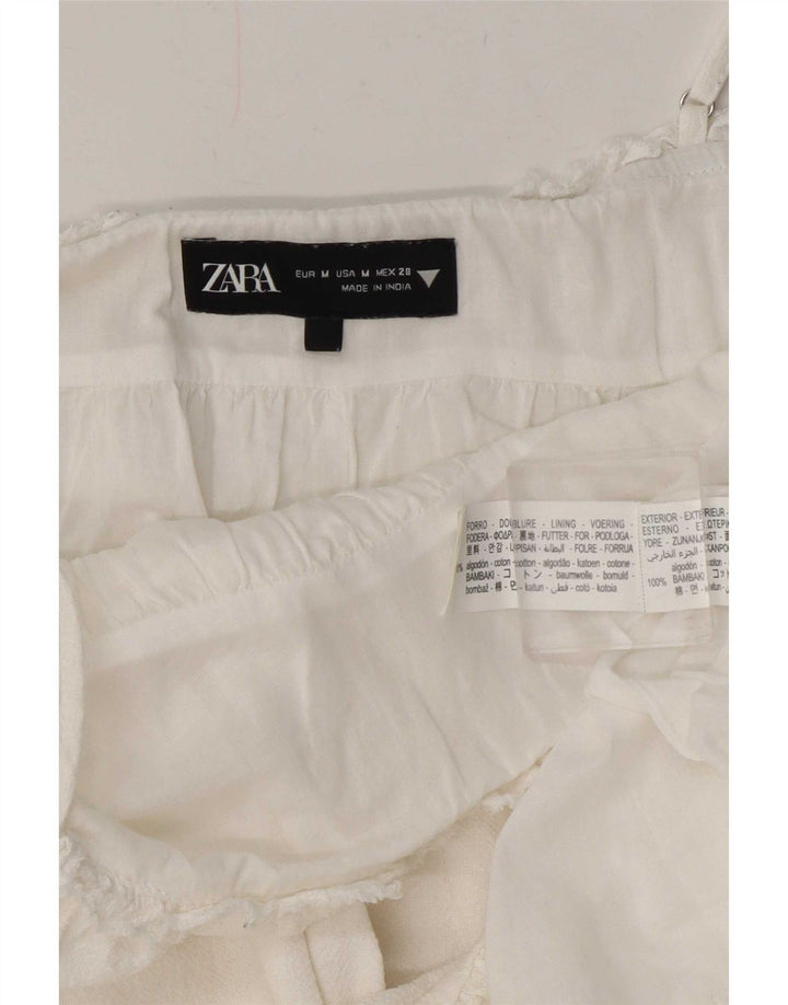 Zara Robe d'été pour femme UK 12 en coton blanc moyen