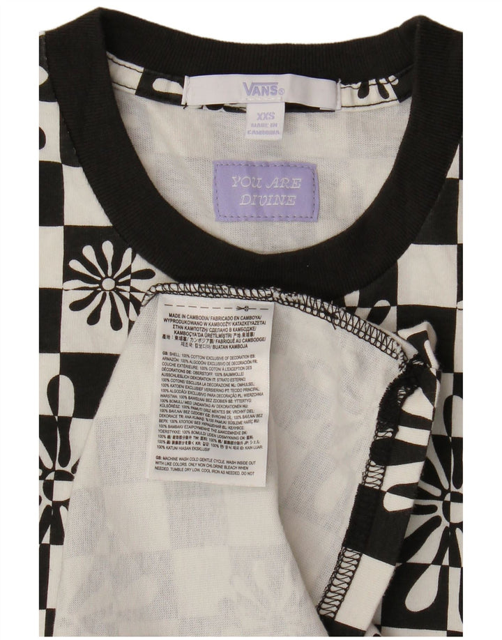 VANS Robe t-shirt surdimensionnée pour femme UK 2 2XS Coton géométrique noir