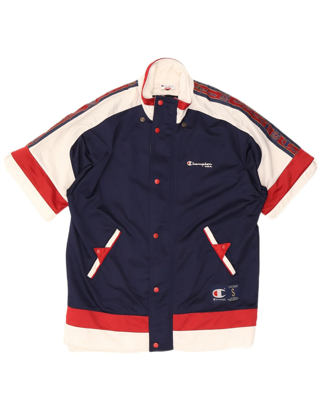 Champion Veste de Survêtement à Manches Courtes pour Homme Petit Bleu Marine Colorblock
