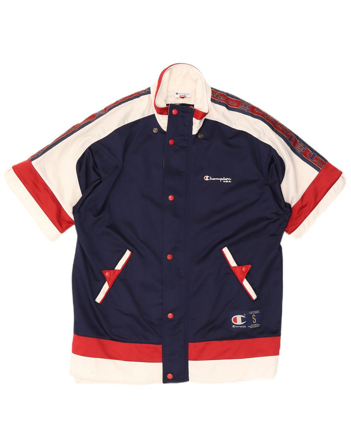 Champion Veste de Survêtement à Manches Courtes pour Homme Petit Bleu Marine Colorblock