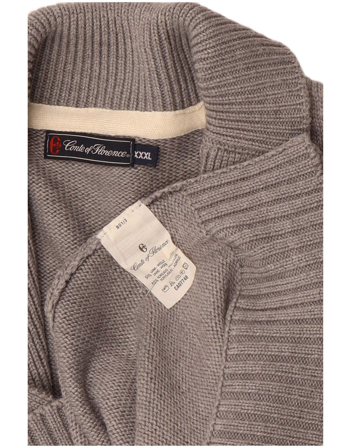 Conte of Florence Pull Cardigan Homme 3XL Laine Grise