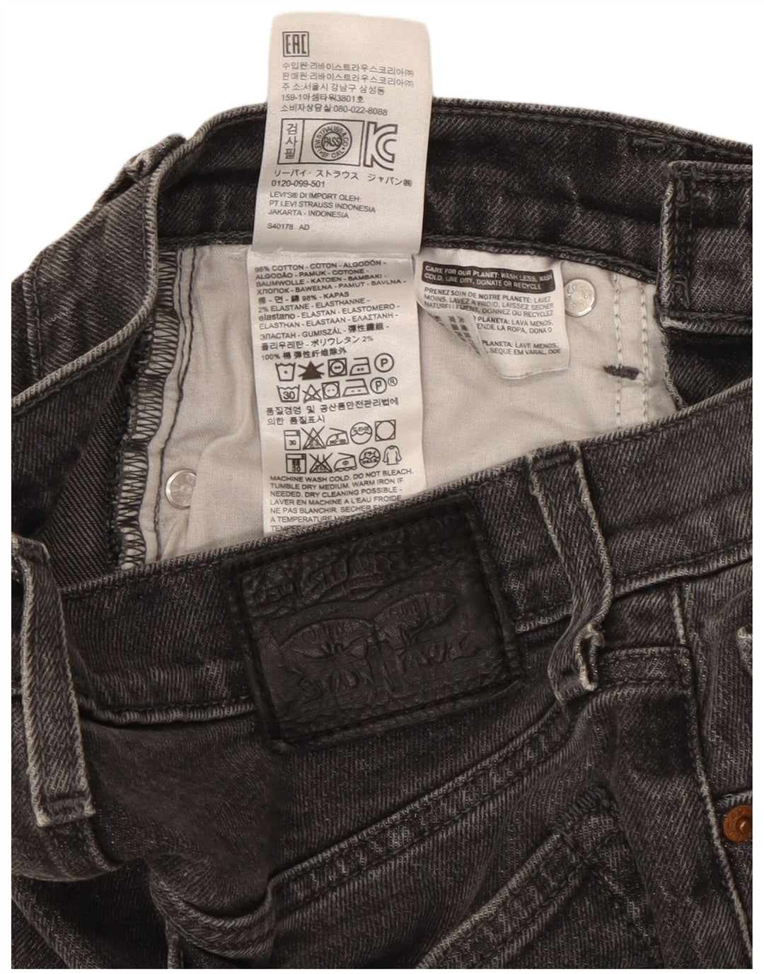 Levi's Jean Fuselé W26 L26 Femme Noir Coton