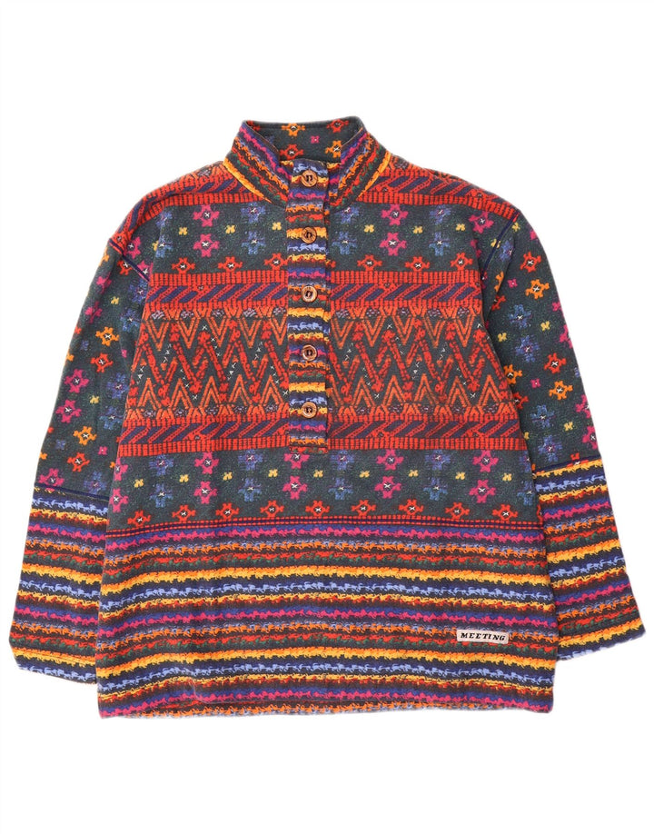 Meeting Sweat-shirt à col boutonné pour homme, grandes rayures multicolores