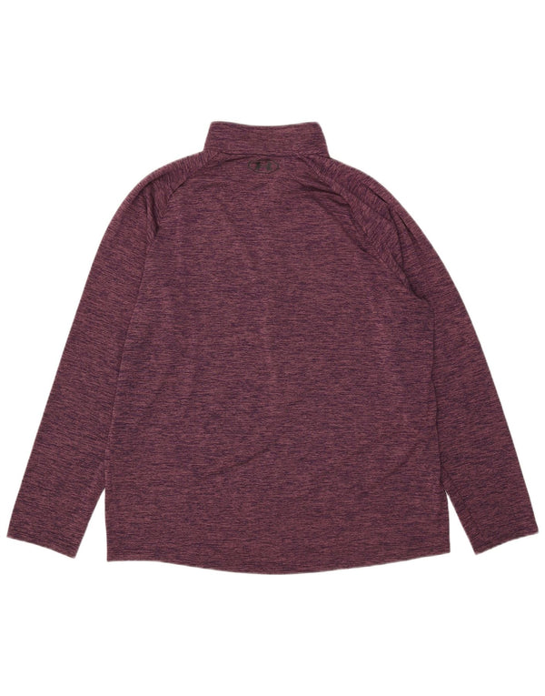 Under Armour Haut de survêtement à col zippé pour femme UK 18 XL Violet moucheté