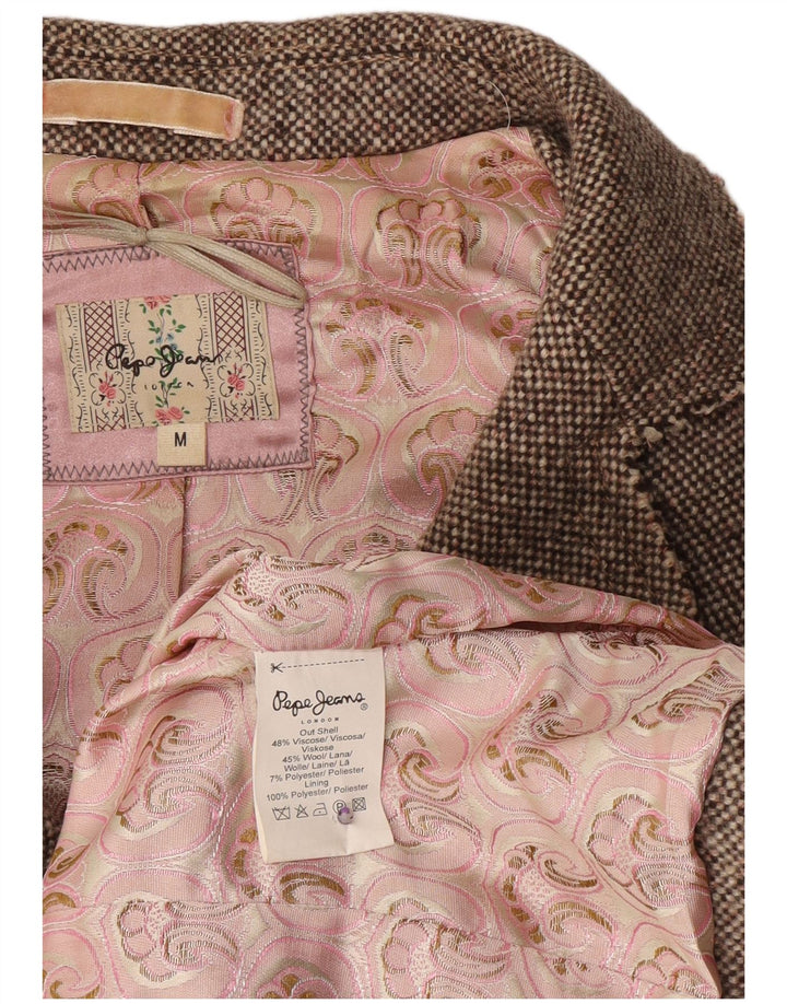 PEPE Jeans Veste Blazer 2 Boutons Femme UK 12 Gris Moyen Viscose