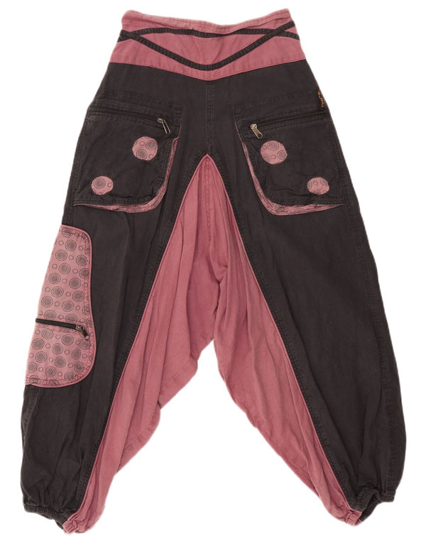 Guru Womens Joggers Harem Trousers Medium W28 L23 Black Colourblock Cotton