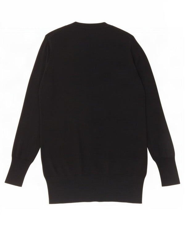 Zara Womens Longline Cardigan Sweater UK 14 Large Noir Viscose