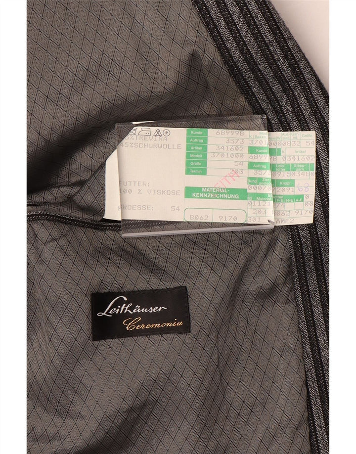 Leithauser Veste Blazer 1 Bouton Homme EU 54 2XL Gris Rayé Trevira