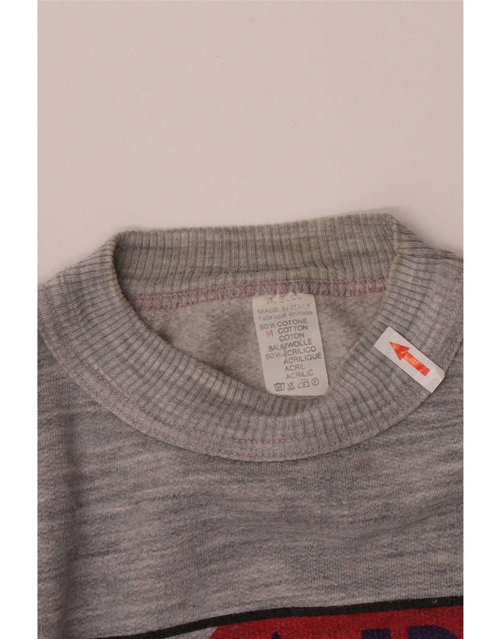 vintage Womens Graphic Sweatshirt Jumper UK 14 Medium Grey Colourblock
