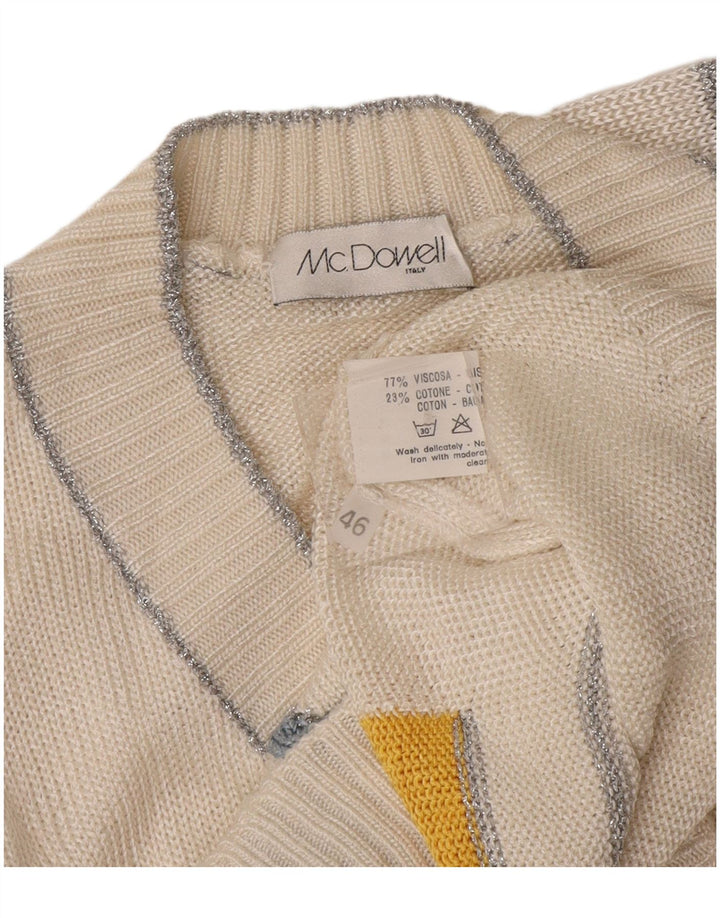 Mc. Dowell Pull Col V Femme IT 46 Large Viscose Géométrique Blanc