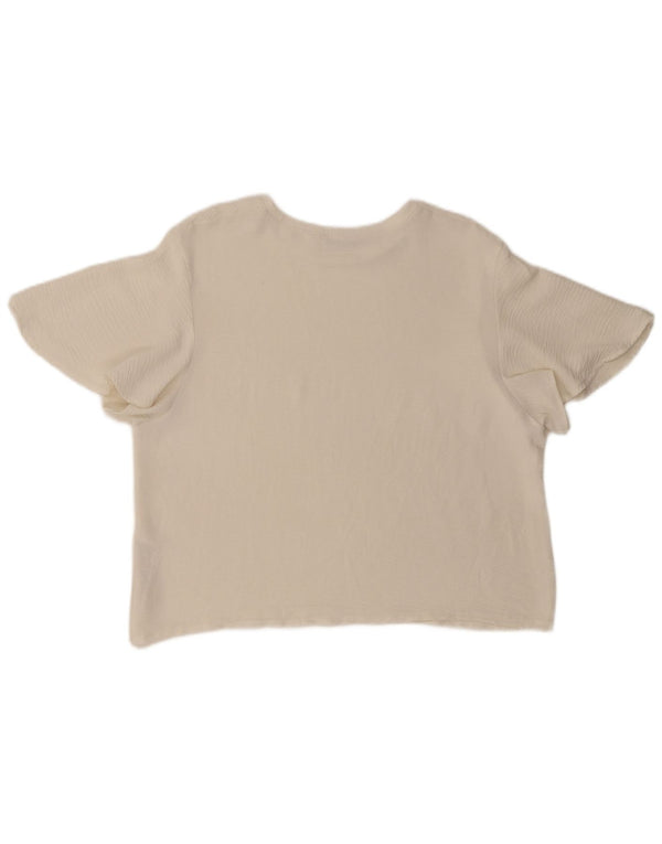 Zara Femme Chemisier Top UK 16 Large Blanc Polyester