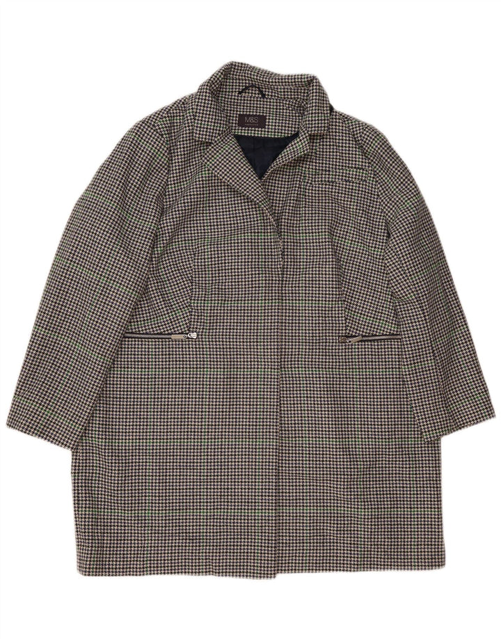 Marks & Spencer Manteau Femme UK 22 3XL Bleu Marine Pied-de-Poule Polyester