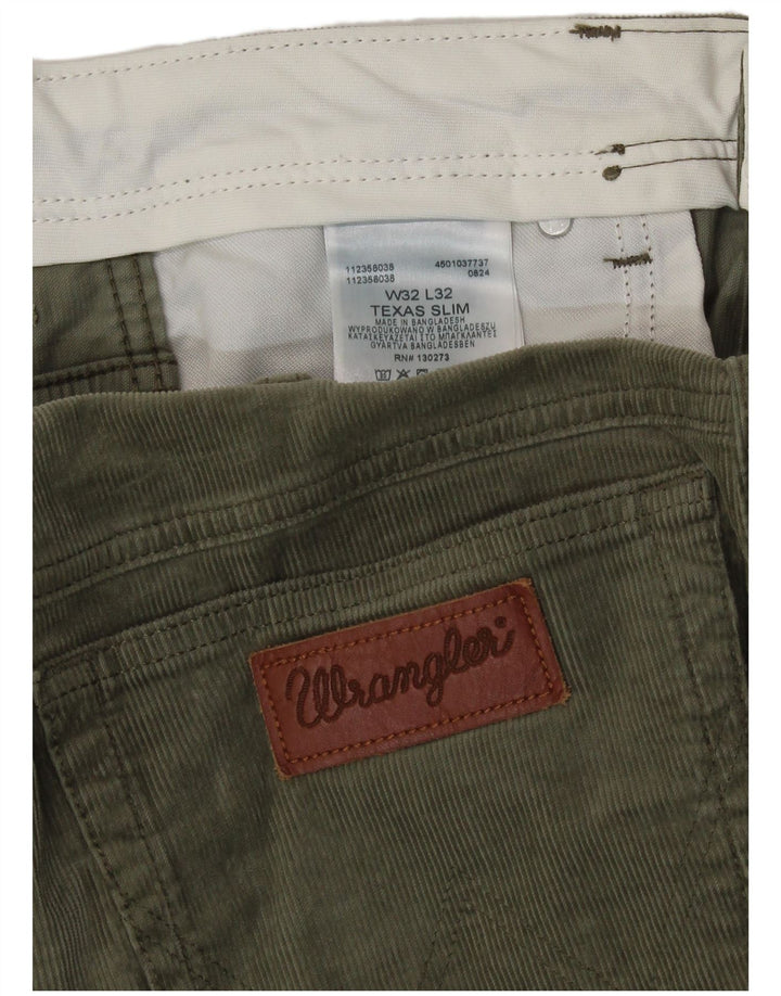 Wrangler Pantalon Texas Slim Fit en velours côtelé pour homme W32 L32 Vert Coton