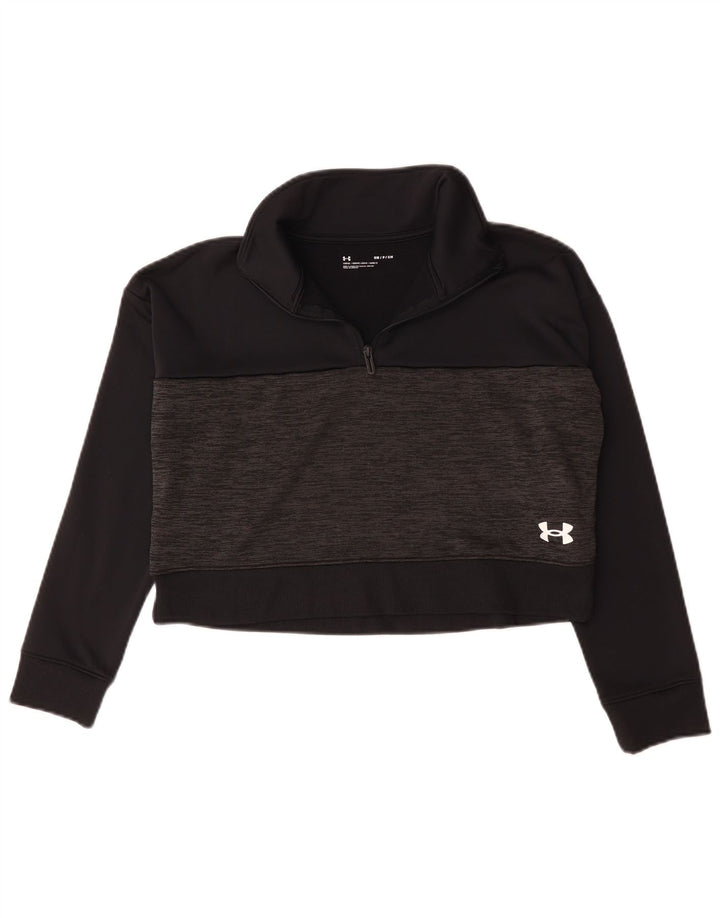 Under Armour Sweat-shirt court surdimensionné pour femme UK 10 Petit Noir