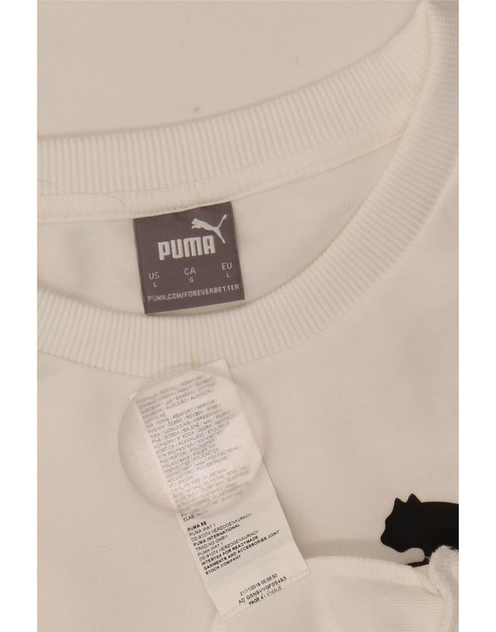 Puma Sweat-shirt graphique pour hommes, grand, blanc, polyester