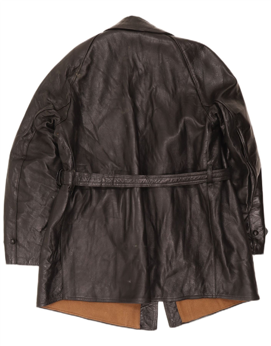 manteau en cuir homme vintage UK 38 Moyen Noir Classique