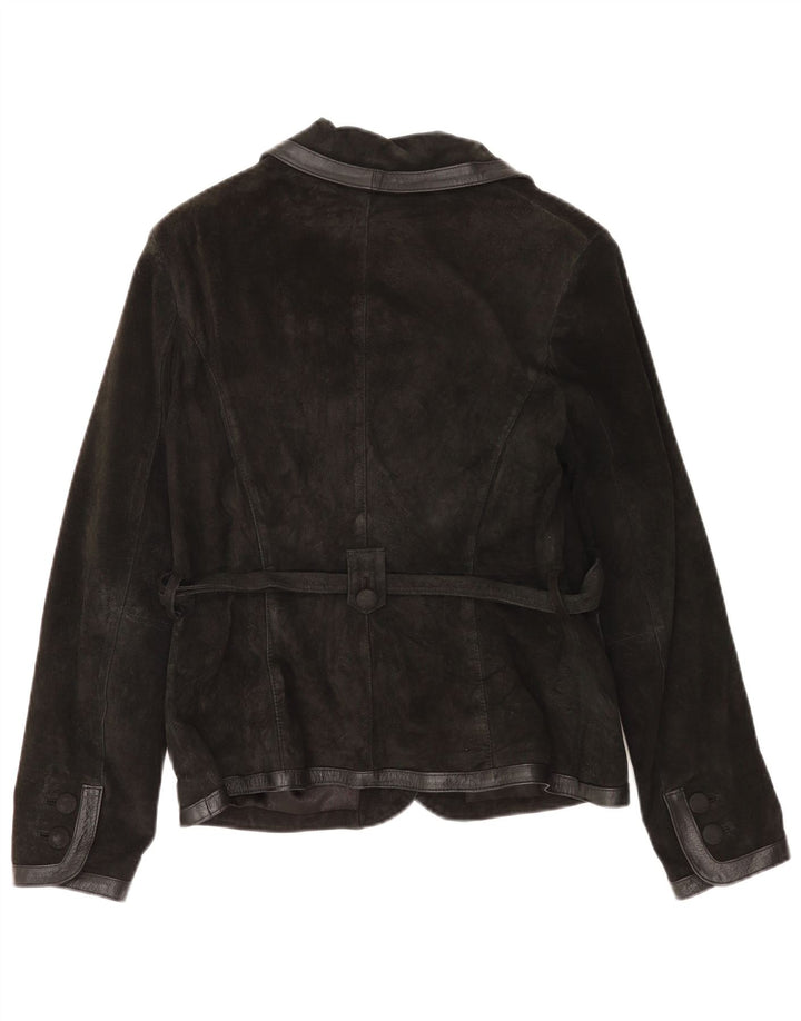Next Veste blazer en daim à 3 boutons pour femme UK 14 Cuir noir moyen