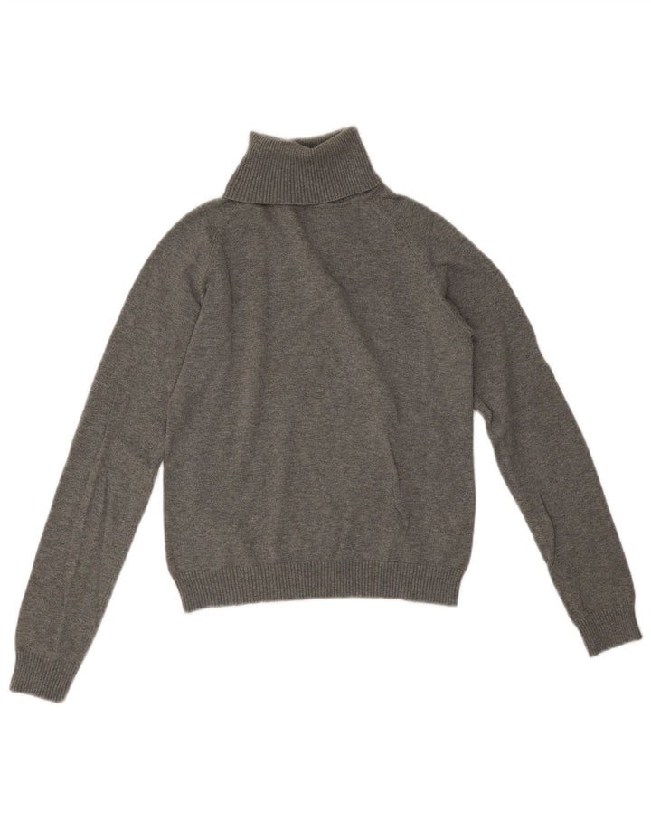 Zara Pull court à col roulé pour femme UK 12 Gris moyen Coton