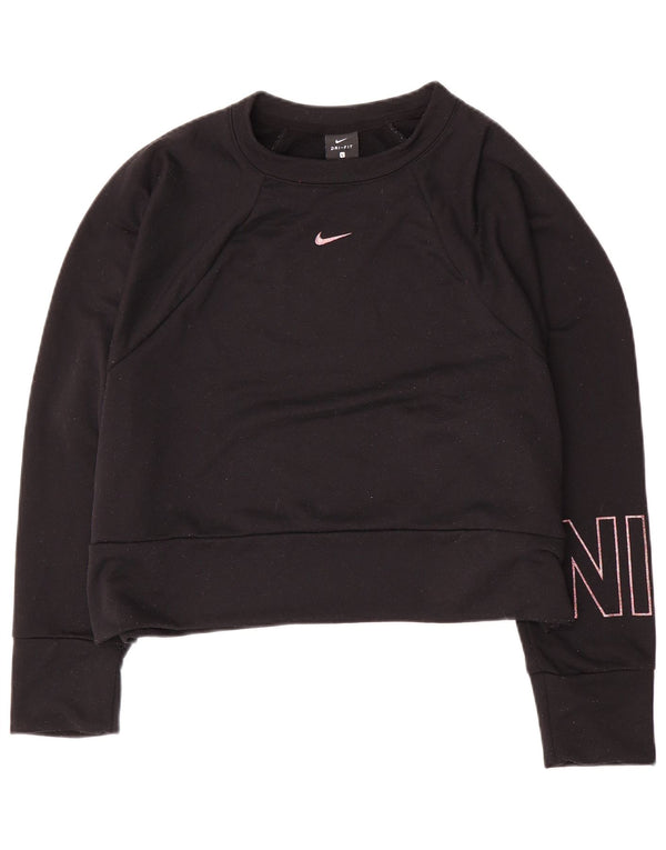 Nike Femme Dri Fit Graphic Sweat-shirt surdimensionné UK 16 Grand Noir