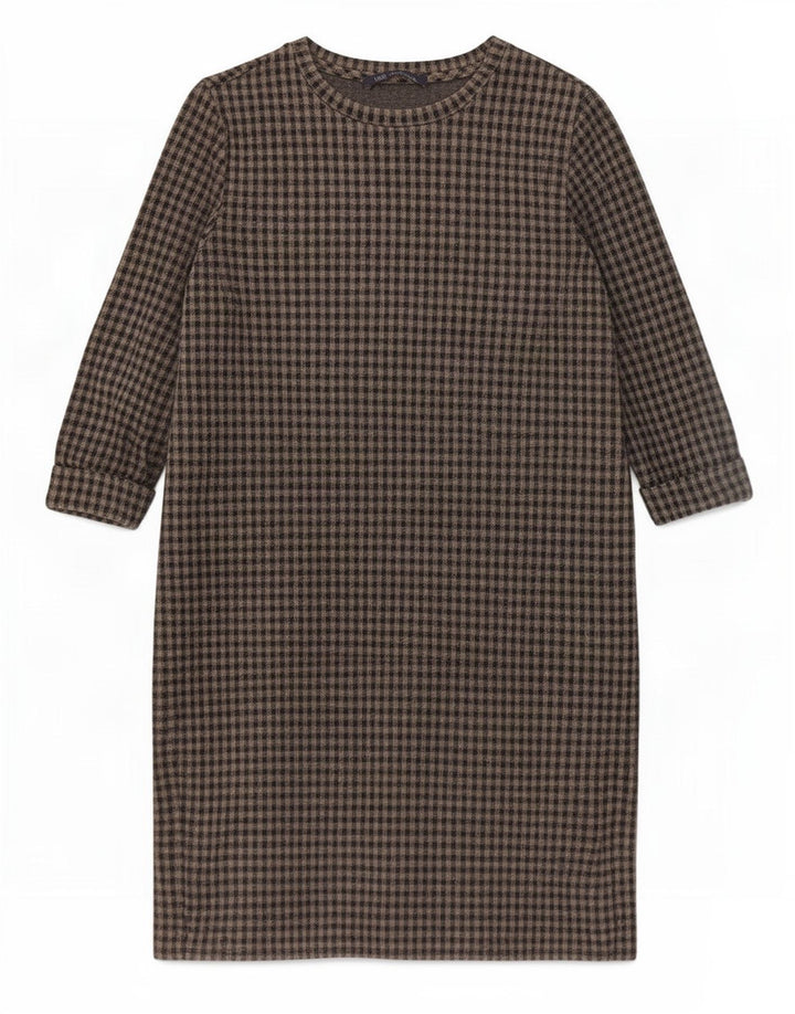 Marks & Spencer Robe droite à manches 3/4 pour femme UK 10 Petit vichy gris