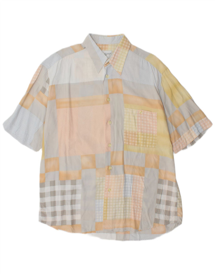 PAL ZILERI Chemise à Manches Courtes Homme Large Patchwork Multicolore Viscose