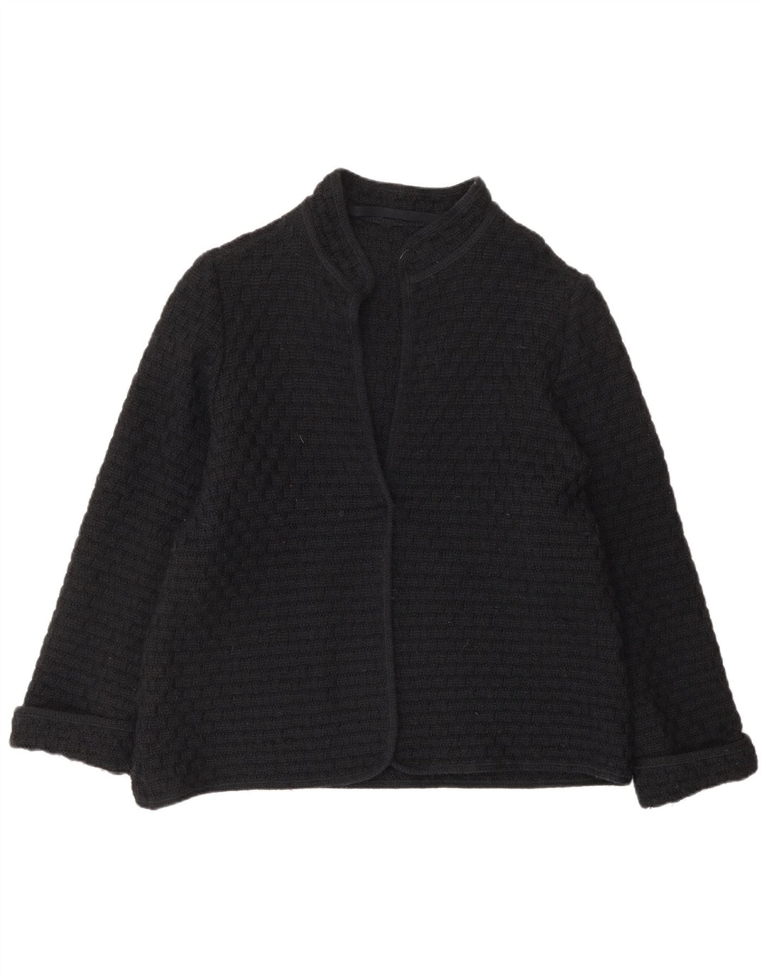 vintage Femme Cardigan Pull UK 12 Laine Noire Moyenne