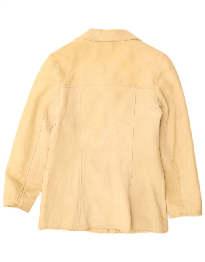 veste en daim femme vintage UK 12 cuir beige moyen