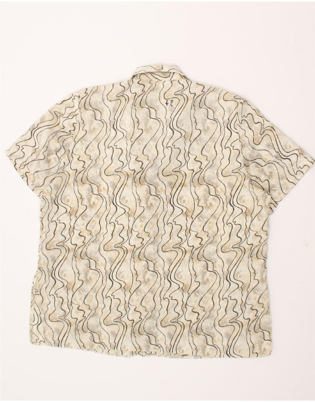 YOUR SIXTH SENSE Womens Abstract Pattern Shirt Blouse UK 18 XL Beige Vintage Your Sixth Sense and Second-Hand Your Sixth Sense from Messina Hembry 