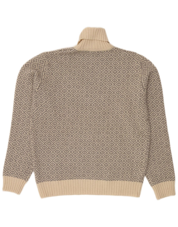 Marina Militare Pull col roulé pour homme 3XL Beige géométrique en laine d'agneau