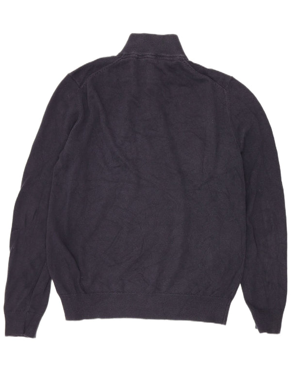 Crew Clothing Pull col zippé pour homme en coton bleu marine moyen