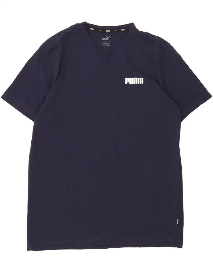 PUMA Mens T-Shirt Top Large Navy Blue Cotton Vintage Puma and Second-Hand Puma from Messina Hembry 