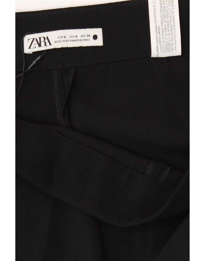 Zara Pantalon décontracté à jambe large pour femme Medium W30 L33 Noir Polyester