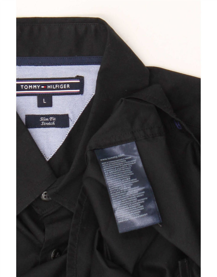 Tommy Hilfiger Chemise stretch slim fit pour homme en coton noir