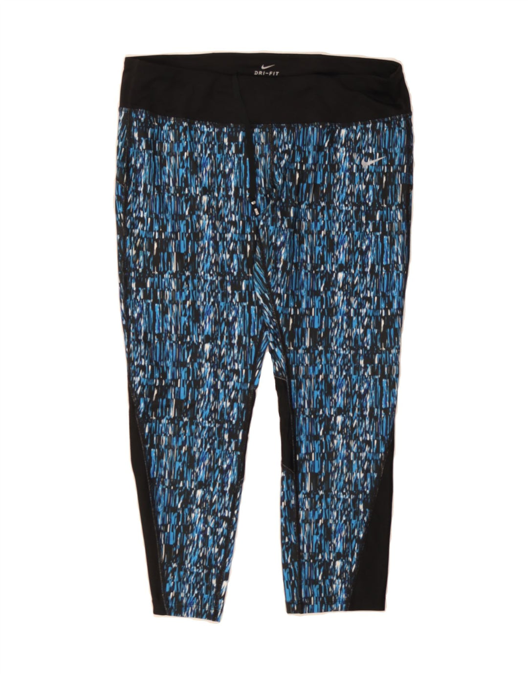 NIKE Womens Dri Fit Abstract Pattern Leggings UK 18 XL  Blue Colourblock Vintage Nike and Second-Hand Nike from Messina Hembry 