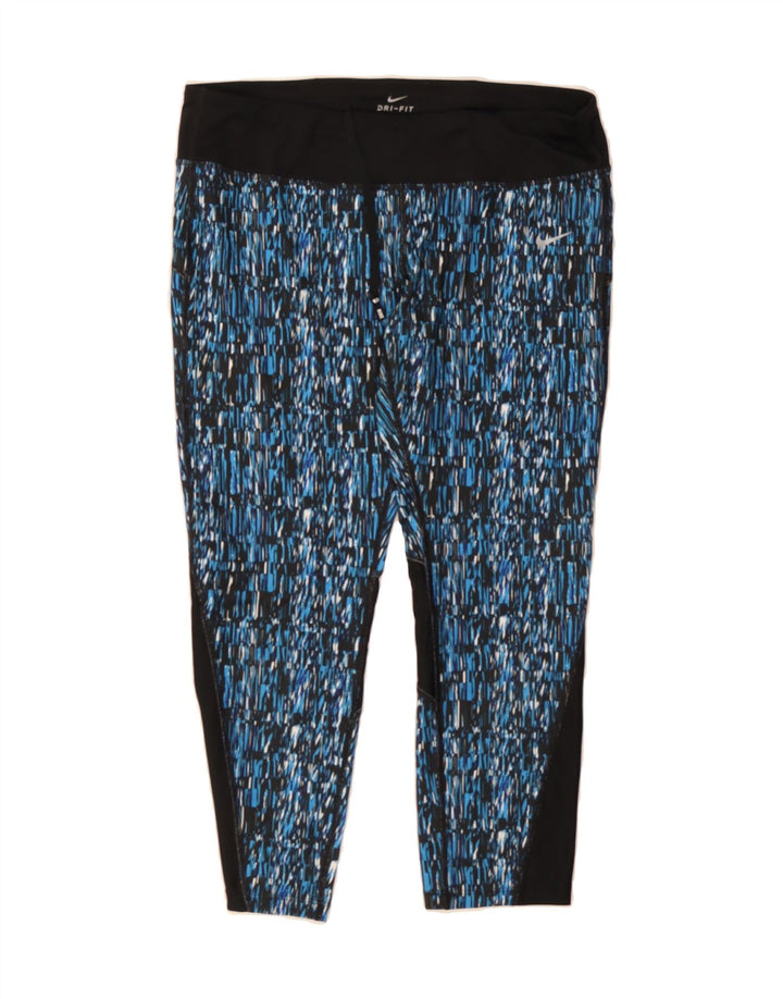 NIKE Womens Dri Fit Abstract Pattern Leggings UK 18 XL  Blue Colourblock Vintage Nike and Second-Hand Nike from Messina Hembry 