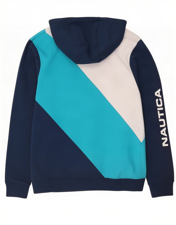 Nautica Pull à capuche zippé graphique pour homme en coton color block bleu marine moyen