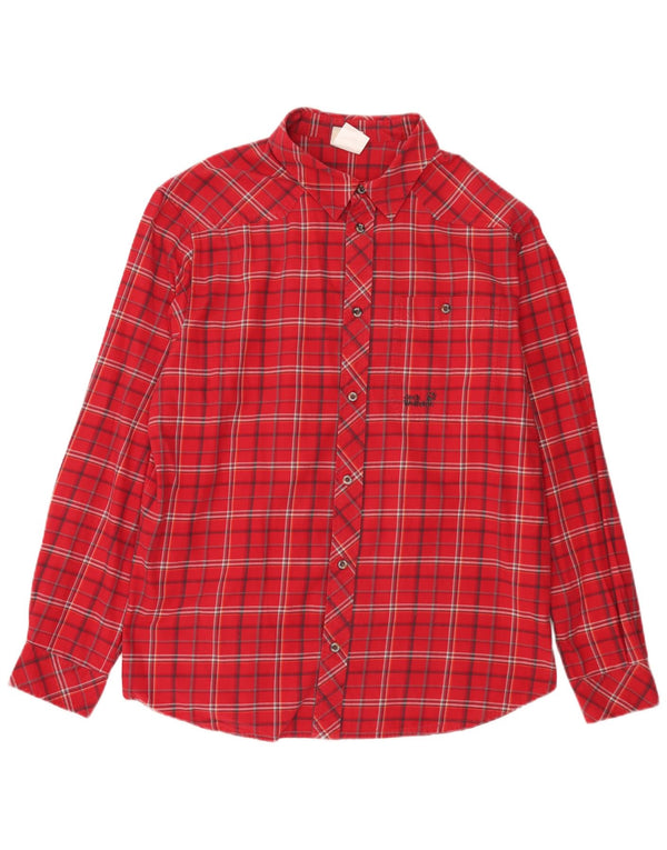 Jack Wolfskin Chemise en flanelle pour homme UK 44/46 XL Rouge à carreaux en coton