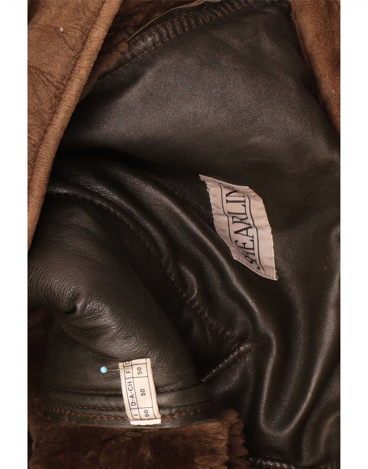 veste en peau de mouton vintage pour hommes IT 50 Large Brown